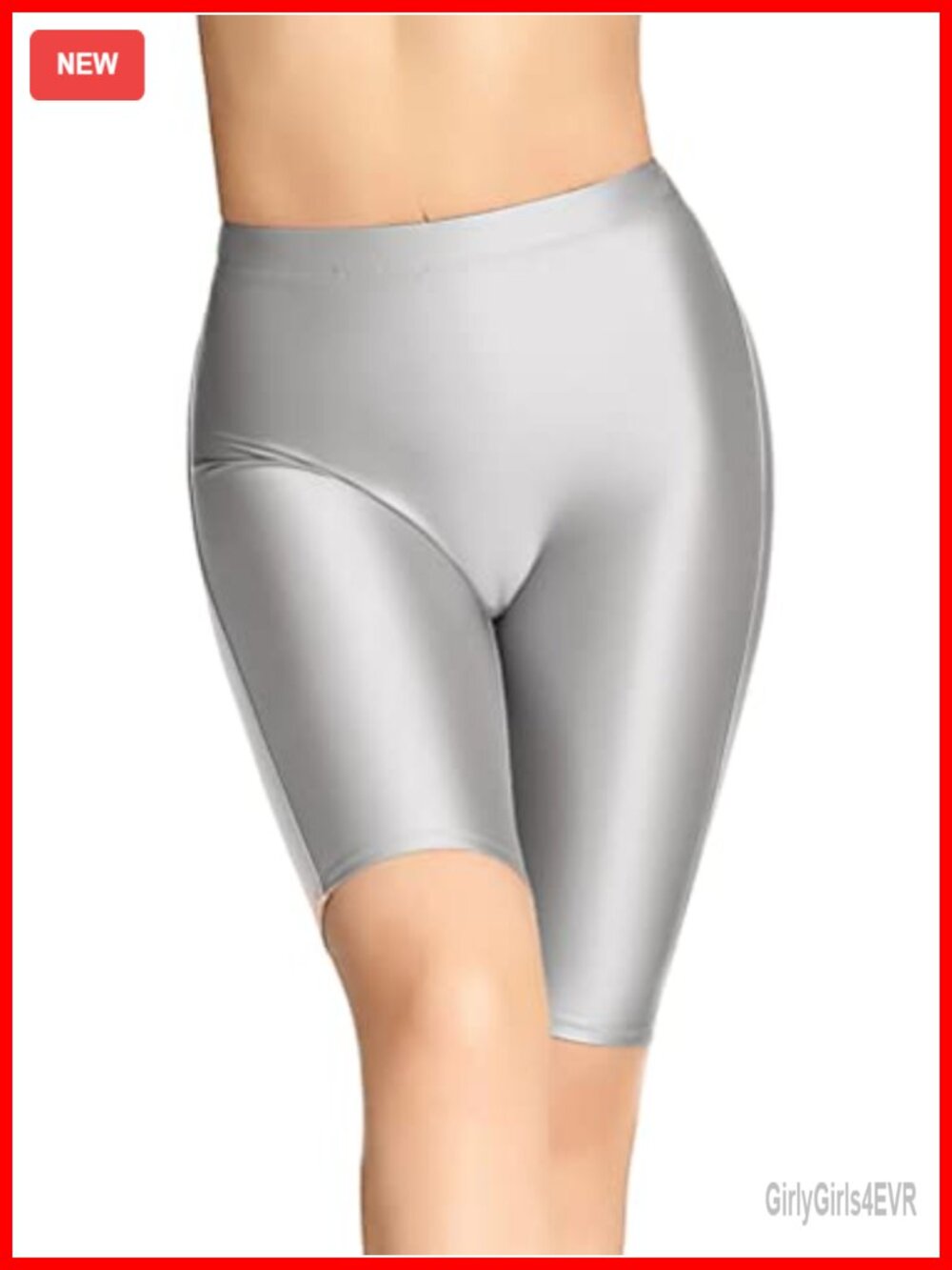 Shiny High Rise Biker Shorts Nylon Spandex Yoga Pilates Activewear